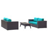 Modway Convene 5 Piece Set Outdoor Patio with Fire Pit EEI-3728-EXP-TRQ-SET Espresso Turquoise