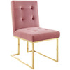 Modway Privy Gold Stainless Steel Performance Velvet Dining Chair EEI-3744-GLD-DUS Gold Dusty Rose