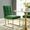 Modway Privy Gold Stainless Steel Performance Velvet Dining Chair EEI-3744-GLD-EME Gold Emerald