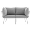 Modway Riverside 2 Piece Outdoor Patio Aluminum Sectional Sofa Set EEI-3781-WHI-GRY White Gray