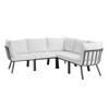 Modway Riverside 5 Piece Outdoor Patio Aluminum Sectional EEI-3789-SLA-WHI Gray White