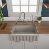 ALFI brand AB3018HS-B 30 inch Biscuit Reversible Smooth / Fluted Single Bowl Fireclay Farm Sink