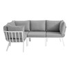 Modway Riverside 4 Piece Outdoor Patio Aluminum Sectional EEI-3794-WHI-GRY White Gray