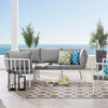 Modway Riverside 4 Piece Outdoor Patio Aluminum Sectional EEI-3794-WHI-GRY White Gray