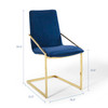 Modway Pitch Performance Velvet Dining Armchair EEI-3799-GLD-NAV Gold Navy