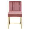 Modway Carriage Channel Tufted Sled Base Performance Velvet Dining Chair EEI-3806-GLD-DUS Gold Dusty Rose