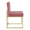 Modway Carriage Channel Tufted Sled Base Performance Velvet Dining Chair EEI-3806-GLD-DUS Gold Dusty Rose