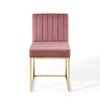 Modway Carriage Channel Tufted Sled Base Performance Velvet Dining Chair EEI-3806-GLD-DUS Gold Dusty Rose