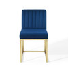 Modway Carriage Channel Tufted Sled Base Performance Velvet Dining Chair EEI-3806-GLD-NAV Gold Navy