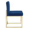 Modway Carriage Channel Tufted Sled Base Performance Velvet Dining Chair EEI-3806-GLD-NAV Gold Navy