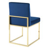 Modway Carriage Channel Tufted Sled Base Performance Velvet Dining Chair EEI-3806-GLD-NAV Gold Navy