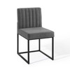 Modway Carriage Channel Tufted Sled Base Upholstered Fabric Dining Chair EEI-3807-BLK-CHA Black Charcoal