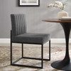 Modway Carriage Channel Tufted Sled Base Upholstered Fabric Dining Chair EEI-3807-BLK-CHA Black Charcoal