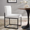 Modway Carriage Channel Tufted Sled Base Upholstered Fabric Dining Chair EEI-3807-BLK-WHI Black White