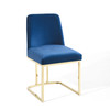 Modway Amplify Sled Base Performance Velvet Dining Side Chair EEI-3810-GLD-NAV Gold Navy