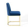 Modway Amplify Sled Base Performance Velvet Dining Side Chair EEI-3810-GLD-NAV Gold Navy