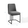 Modway Amplify Sled Base Upholstered Fabric Dining Side Chair EEI-3811-BLK-CHA Black Charcoal