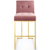 Modway Privy Gold Stainless Steel Performance Velvet Bar Stool EEI-3856-GLD-DUS Gold Dusty Rose