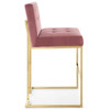 Modway Privy Gold Stainless Steel Performance Velvet Bar Stool EEI-3856-GLD-DUS Gold Dusty Rose