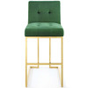 Modway Privy Gold Stainless Steel Performance Velvet Bar Stool EEI-3856-GLD-EME Gold Emerald