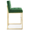 Modway Privy Gold Stainless Steel Performance Velvet Bar Stool EEI-3856-GLD-EME Gold Emerald