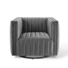 Modway Conjure Channel Tufted Performance Velvet Swivel Armchair EEI-3883-GRY Gray