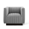 Modway Conjure Tufted Upholstered Fabric Armchair EEI-3927-LGR Light Gray