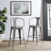 Modway Promenade Bar Stool Set of 2 EEI-3952-GME Gunmetal