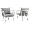Modway Riverside Outdoor Patio Aluminum Armchair Set of 2 EEI-3960-WHI-GRY White Gray