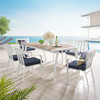 Modway Baxley 7 Piece Outdoor Patio Aluminum Dining Set EEI-3965-WHI-NAV White Navy