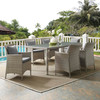 Modway Conduit 7 Piece Outdoor Patio Wicker Rattan Dining Set EEI-4015-LGR-GRY-SET Light Gray Gray