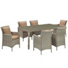 Modway Conduit 7 Piece Outdoor Patio Wicker Rattan Dining Set EEI-4015-LGR-MOC-SET Light Gray Mocha