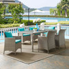 Modway Conduit 7 Piece Outdoor Patio Wicker Rattan Dining Set EEI-4015-LGR-TRQ-SET Light Gray Turquoise