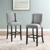 Modway Baron Bar Stool Upholstered Fabric Set of 2 EEI-4018-LGR Light Gray