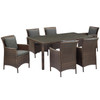 Modway Conduit 7 Piece Outdoor Patio Wicker Rattan Dining Set EEI-4032-BRN-CHA-SET Brown Beige