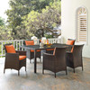 Modway Conduit 7 Piece Outdoor Patio Wicker Rattan Dining Set EEI-4032-BRN-PER-SET Brown Orange