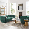 Modway Entertain Vertical Channel Tufted Performance Velvet Sofa and Armchair Set EEI-4086-GRN-SET Green