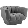 Modway Entertain Vertical Channel Tufted Performance Velvet Sofa and Armchair Set EEI-4086-GRY-SET Gray