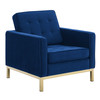 Modway Loft Gold Stainless Steel Leg Performance Velvet Sofa and Armchair Set EEI-4097-GLD-NAV-SET Gold Navy