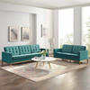 Modway Loft Gold Stainless Steel Leg Performance Velvet Sofa and Loveseat Set EEI-4099-GLD-TEA-SET Gold Teal