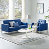 Modway Loft Tufted Upholstered Faux Leather Loveseat and Armchair Set EEI-4102-SLV-NAV-SET Silver Navy