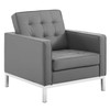 Modway Loft Tufted Upholstered Faux Leather Sofa and Armchair Set EEI-4104-SLV-GRY-SET Silver Gray