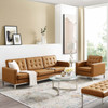 Modway Loft Tufted Upholstered Faux Leather Sofa and Armchair Set EEI-4104-SLV-TAN-SET Silver Tan