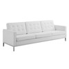 Modway Loft Tufted Upholstered Faux Leather Sofa and Armchair Set EEI-4104-SLV-WHI-SET Silver White