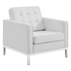 Modway Loft Tufted Upholstered Faux Leather Sofa and Armchair Set EEI-4104-SLV-WHI-SET Silver White