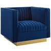 Modway Sanguine Vertical Channel Tufted Upholstered Performance Velvet Sofa and Armchair Set EEI-4143-NAV-SET Navy