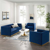 Modway Sanguine 3 Piece Vertical Channel Tufted Upholstered Performance Velvet Set EEI-4144-NAV-SET Navy