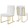 Modway Privy Gold Stainless Steel Upholstered Fabric Dining Accent Chair Set of 2 EEI-4151-GLD-WHI Gold White
