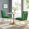 Modway Privy Gold Stainless Steel Performance Velvet Dining Chair Set of 2 EEI-4152-GLD-EME Gold Emerald