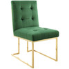 Modway Privy Gold Stainless Steel Performance Velvet Dining Chair Set of 2 EEI-4152-GLD-EME Gold Emerald